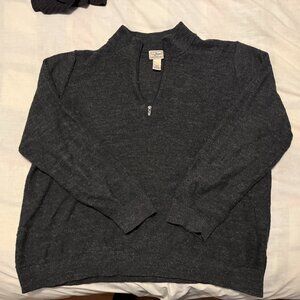 LL Bean Men's Sunwashed Textured Cotton Sweater, Quarter-Zip. XL